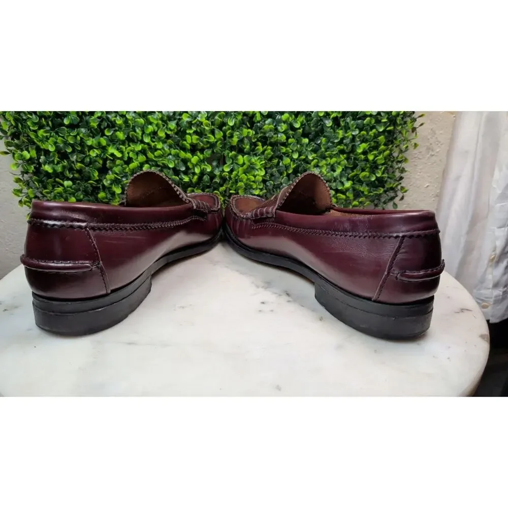 Dexter Burgundy Leather Penny Loafers Men's US 9.5 Made in USA Handsewn Dress